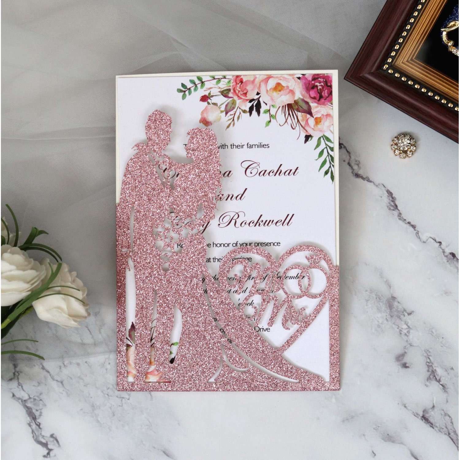 Laser Cut Invitation Card Marriage Invitations Iridescent Paper